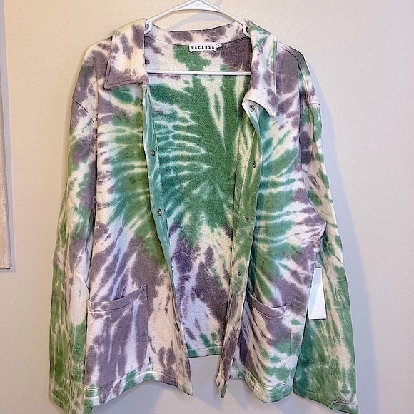 NWT Anthropologie LACAUSA Kismet Terry Fabric Jacket Sugarplum Swirl Size Large - Picture 14 of 15